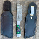SANITY JEWELRY® Damascus Steel 6" Cole Younger - Boot Sheath W/Clip - Tanto Green & Black - CYT05