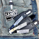 SANITY JEWELRY® Damascus Steel 6” Cole Younger - Boot Sheath W/Clip - Tanto Orange & Black - CYT06