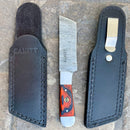 SANITY JEWELRY® Damascus Steel 6” Cole Younger - Boot Sheath W/Clip - Tanto Orange & Black - CYT06