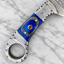 SANITY JEWELRY® Damascus Steel 7.5" Al Capone Damascus Steel Kitchen & Camp Knife - Blue - AC705