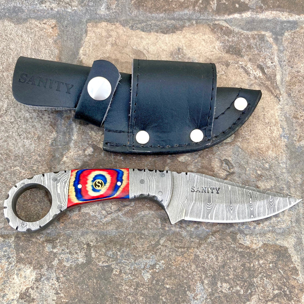 Red Capone 7.5” Al Capone - Red/White/Blue Wood - Damascus - Horizontal & Vertica