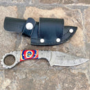 SANITY JEWELRY® Damascus Steel 7.5” Al Capone - Red/White/Blue Wood - Damascus - Horizontal & Vertical Carry - AC709