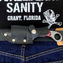 SANITY JEWELRY® Damascus Steel 7.5” Al Capone - Red/White/Blue Wood - Damascus - Horizontal & Vertical Carry - AC709
