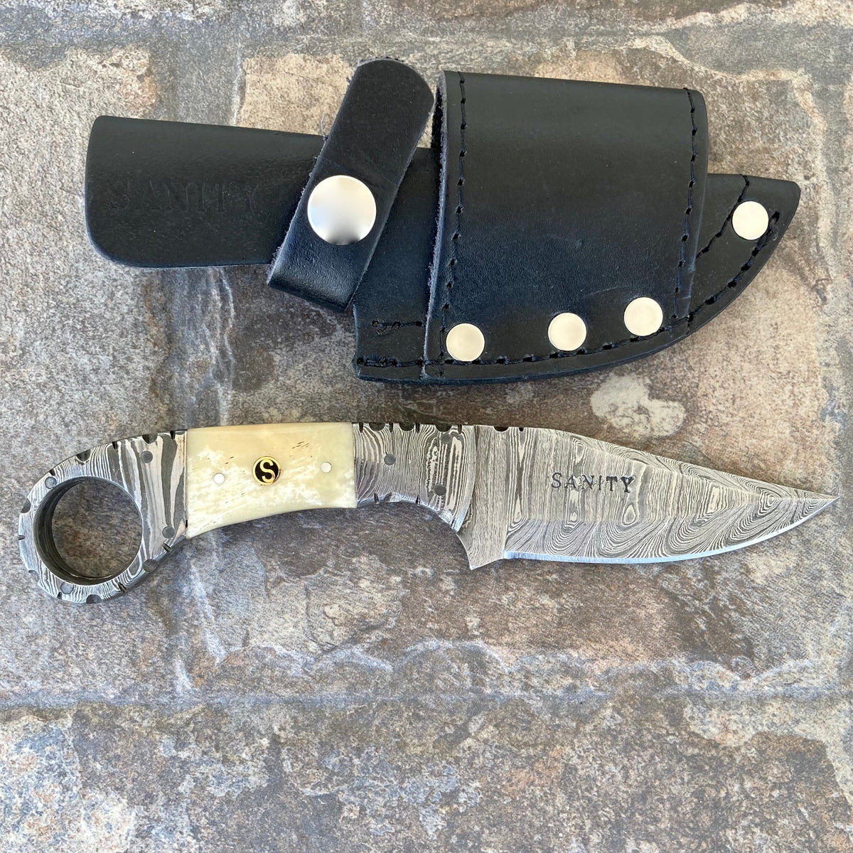 7.5” Al Capone - Bone - Damascus - Horizontal & Vertical Carry - AC703