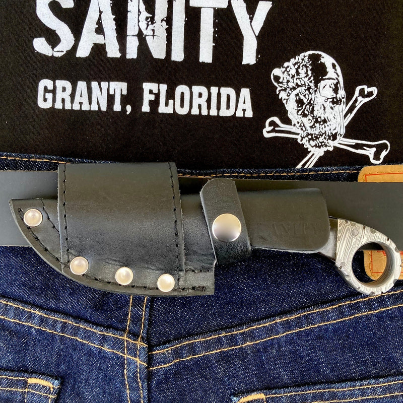 SANITY JEWELRY® Damascus Steel 7" Al Capone - Horizontal & Vertical Carry - Buffalo Horn - 7 inches - AC704