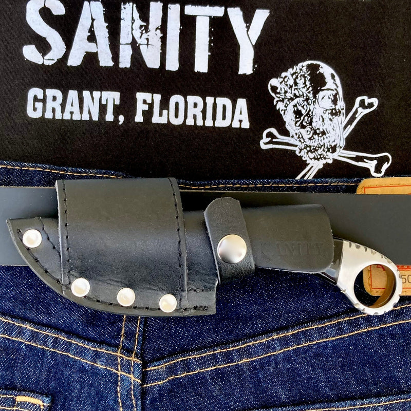 SANITY JEWELRY® Damascus Steel 7" Al Capone - Horizontal & Vertical Carry - D2 Steel - Buffalo Horn - 7 inches - A2704