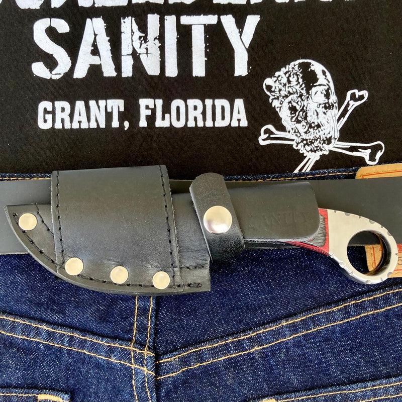 SANITY JEWELRY® Damascus Steel 7" Al Capone - Horizontal & Vertical Carry - D2 Steel - Red & Black Wood - 7 inches - A2701