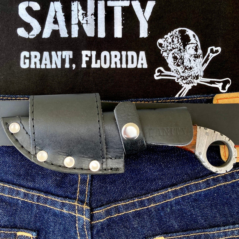 SANITY JEWELRY® Damascus Steel 7" Al Capone - Horizontal & Vertical Carry - Rosewood - 7 inches - AC702