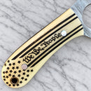 SANITY JEWELRY® Damascus Steel 7" Jesse James Damascus Steel Kitchen & Camp Knife - We The People Bone - JJ023