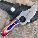 SANITY JEWELRY® Damascus Steel 7" Jesse James - Red/White/Blue Wood - Damascus - Horizontal & Vertical Carry - JJ015