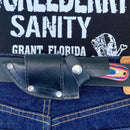 SANITY JEWELRY® Damascus Steel 7" Jesse James - Red/White/Blue Wood - Damascus - Horizontal & Vertical Carry - JJ015