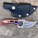 SANITY JEWELRY® Damascus Steel 7" Jesse James - Red/White/Blue Wood - Damascus - Horizontal & Vertical Carry - JJ015