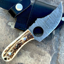 SANITY JEWELRY® Damascus Steel 7" Jesse James - Stag Antler - Damascus - Horizontal & Vertical Carry - JJ010