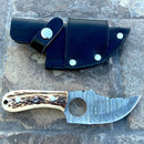 SANITY JEWELRY® Damascus Steel 7" Jesse James - Stag Antler - Damascus - Horizontal & Vertical Carry - JJ010