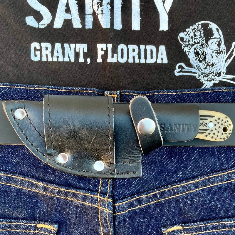 SANITY JEWELRY® Damascus Steel 7" Jesse James - We The People Bone - Damascus - Horizontal & Vertical Carry - JJ023