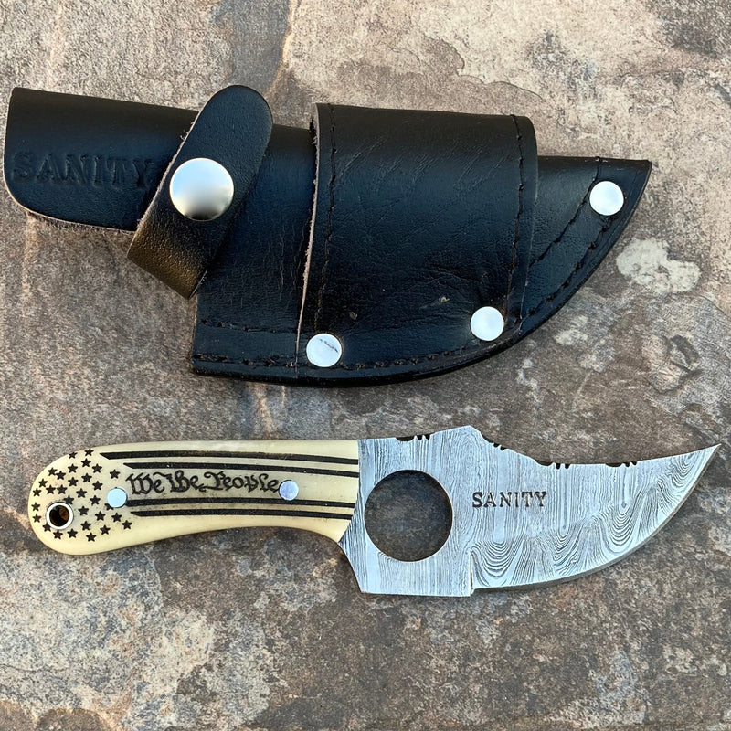 SANITY JEWELRY® Damascus Steel 7" Jesse James - We The People Bone - Damascus - Horizontal & Vertical Carry - JJ023