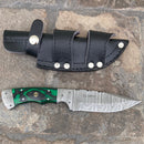 Sanity Jewelry Damascus Steel 8.5” Lucky Luciano - Green & Black Wood - Damascus - Horizontal & Vertical Carry - LL03