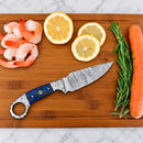 SANITY JEWELRY® Damascus Steel 9" Al Capone Damascus Steel Kitchen & Camp Knife - Blue - PE05