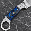 SANITY JEWELRY® Damascus Steel 9" Al Capone Damascus Steel Kitchen & Camp Knife - Blue - PE05