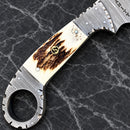 SANITY JEWELRY® Damascus Steel 9" Al Capone Damascus Steel Kitchen & Camp Knife - Stag - PE01