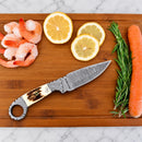 SANITY JEWELRY® Damascus Steel 9" Al Capone Damascus Steel Kitchen & Camp Knife - Stag - PE01