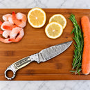 SANITY JEWELRY® Damascus Steel 9" Al Capone Damascus Steel Kitchen & Camp Knife - We The People Bone - PE10