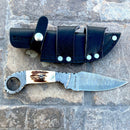Sanity Jewelry Damascus Steel 9" Al Capone - Stag Antler - Damascus - Horizontal & Vertical Carry - PE01