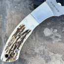 SANITY JEWELRY® Damascus Steel 9" Angelo the Hook - Stag Antler - Damascus - Horizontal & Vertical Carry - AH01