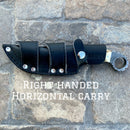 Sanity Jewelry Damascus Steel Belt Sheath Right Handed Horizontal 9" Al Capone - Stag Antler - Damascus - Horizontal & Vertical Carry - PE01