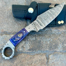 Sanity Jewelry Damascus Steel BOGO - 9” Al Capone - Purple Wood - Damascus - Horizontal & Vertical Carry - PE17