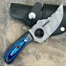 SANITY JEWELRY® Damascus Steel BOGO Jesse James - Blue & Black Wood - Damascus - Horizontal & Vertical Carry - 7 inches - SKU JJ011