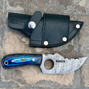 SANITY JEWELRY® Damascus Steel BOGO Jesse James - Blue & Black Wood - Damascus - Horizontal & Vertical Carry - 7 inches - SKU JJ011