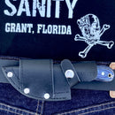 SANITY JEWELRY® Damascus Steel BOGO Jesse James - Blue & Black Wood - Damascus - Horizontal & Vertical Carry - 7 inches - SKU JJ011