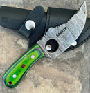 SANITY JEWELRY® Damascus Steel BOGO Jesse James - Green & Black Wood - Damascus - Horizontal & Vertical Carry - 7 inches - SKU JJ006