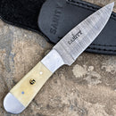 SANITY JEWELRY® Damascus Steel Boot Sheath W/Clip Boot Sheath W/Clip - 6" Cole Younger - Drop Point -  Bone - CYS01