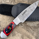 SANITY JEWELRY® Damascus Steel Boot Sheath W/ Clip Boot Sheath W/Clip - 6" Cole Younger - Drop Point - Red & Black - CYS03