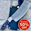 SANITY JEWELRY® Damascus Steel Get One 50% OFF - 12" "The Cleaver" William Poole - Black Wood -  Damascus Steel - WP01