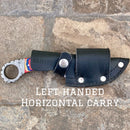 SANITY JEWELRY® Damascus Steel Left Handed Horizontal 7.5” Al Capone - Red/White/Blue Wood - Damascus - Horizontal & Vertical Carry - AC709