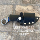 SANITY JEWELRY® Damascus Steel Left Handed Horizontal 7" Al Capone - Horizontal & Vertical Carry - Blue & Black Wood - 9 inches - AC705