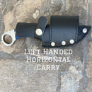 SANITY JEWELRY® Damascus Steel Left Handed Horizontal 7" Al Capone - Horizontal & Vertical Carry - D2 Steel - Blue & Black Wood - 7 inches - A2705