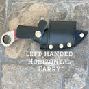 SANITY JEWELRY® Damascus Steel Left Handed Horizontal 7" Al Capone - Horizontal & Vertical Carry - D2 Steel - Red & Black Wood - 7 inches - A2701