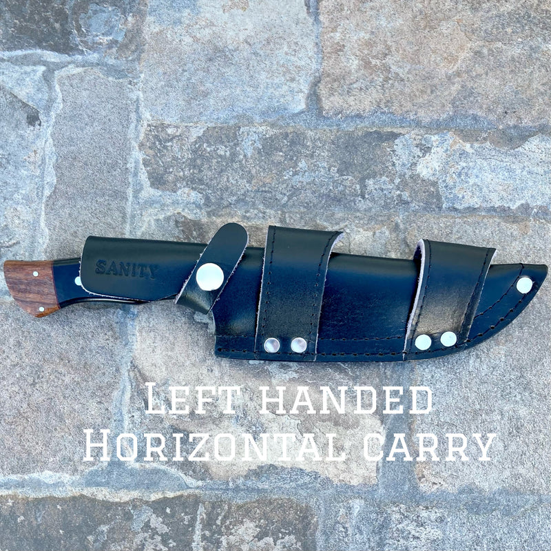 SANITY JEWELRY® Damascus Steel Left Handed Horizontal Carry 11" Billy The Kid - Buffalo & Rosewood - Damascus - Horizontal & Vertical Carry - BK01