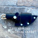 SANITY JEWELRY® Damascus Steel Left Handed Horizontal Carry 7" Jesse James - Stag Antler - Damascus - Horizontal & Vertical Carry - JJ010