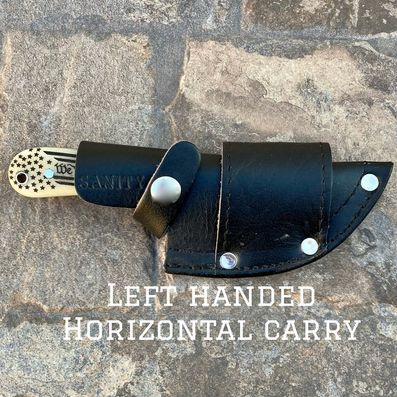 SANITY JEWELRY® Damascus Steel Left Handed Horizontal Carry 7" Jesse James - We The People Bone - Damascus - Horizontal & Vertical Carry - JJ023