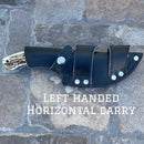 SANITY JEWELRY® Damascus Steel Left Handed Horizontal Carry New - 9" Angelo the Hook - Stag Antler - Damascus - Horizontal & Vertical Carry - AH01