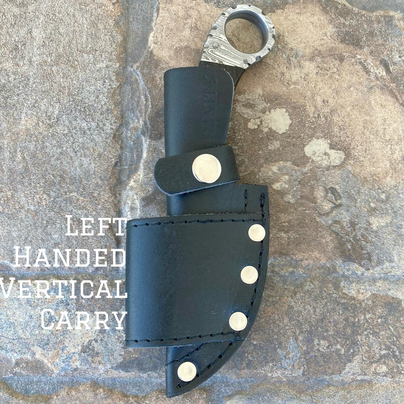 SANITY JEWELRY® Damascus Steel Left Handed Vertical 7" Al Capone - Horizontal & Vertical Carry - Buffalo Horn - 7 inches - AC704