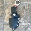 SANITY JEWELRY® Damascus Steel Left Handed Vertical 7" Al Capone - Horizontal & Vertical Carry - D2 Steel - Red & Black Wood - 7 inches - A2701