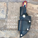 SANITY JEWELRY® Damascus Steel Left Handed Vertical 7" Jesse James - Red/White/Blue Wood - Damascus - Horizontal & Vertical Carry - JJ015