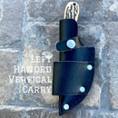 SANITY JEWELRY® Damascus Steel Left Handed Vertical Carry 7" Jesse James - Stag Antler - Damascus - Horizontal & Vertical Carry - JJ010