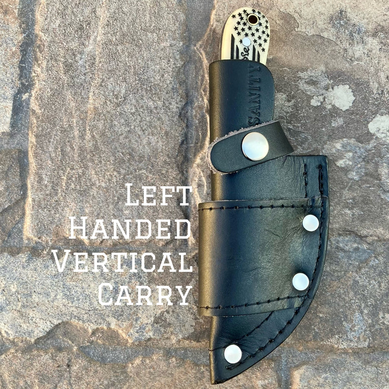 SANITY JEWELRY® Damascus Steel Left Handed Vertical Carry 7" Jesse James - We The People Bone - Damascus - Horizontal & Vertical Carry - JJ023